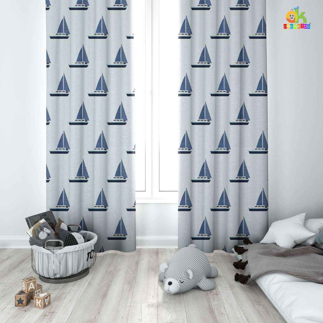 Orka Kids Door Curtain Pack of 2, (D13)